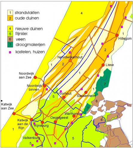 Kaart Cultuurhistorische Atlas Duin- en Bollenstreek